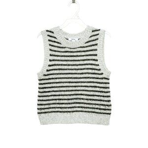 Girls Metallic Stripe Sweater Vest — Gray Alpaca Blend — REISS 10–11Y